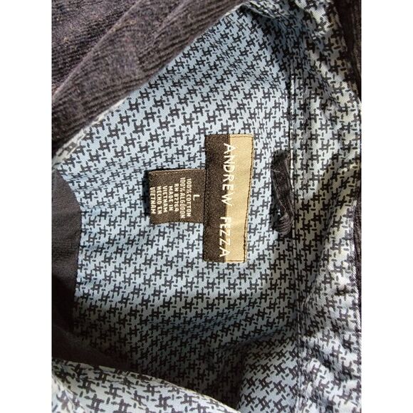 Andrew Fezza Men's Navy Blue Corduroy Long Sleeve Button Down Shirt - Large - Picture 3 of 6